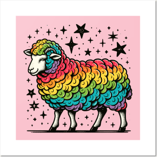 Rainbow sheep Posters and Art